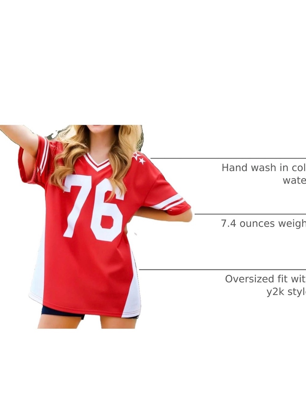 Red Varsity Football Jersey Shirt with White Number 76 NWT - Picture 4 of 5